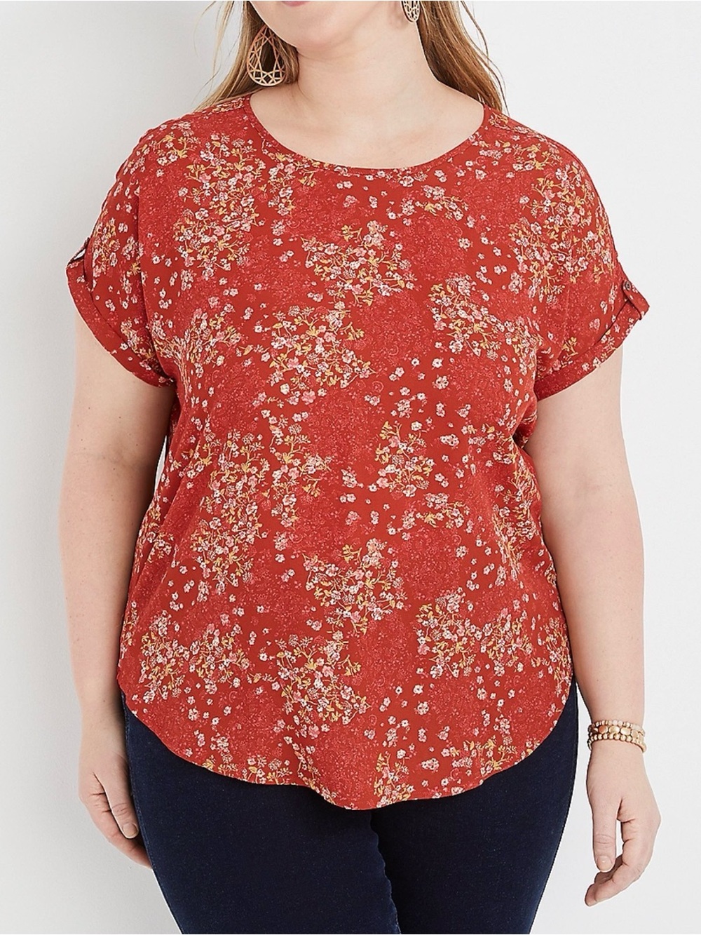 Plus Size Maurice’s Delton Floral Zipper Back Blouse Women’s Size XXL